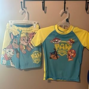 Nickelodeon the theme is Paw Patrol.swim trunks and shirt. Size 3T.